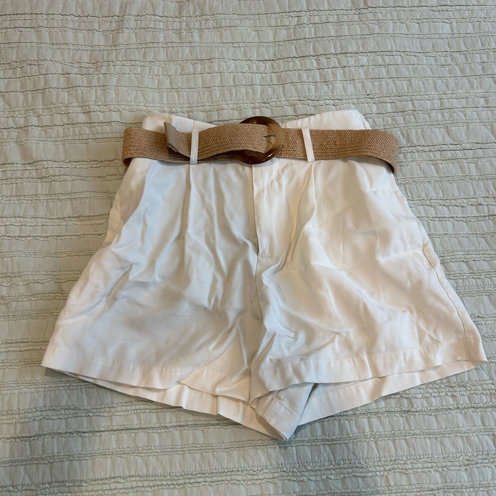Cream shorts with belt
